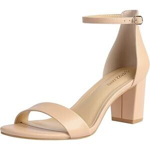 Pizz Annu Womens Size 6 Tan Open Toe 2.5" Block Heel Ankle Strap Sandal Shoes